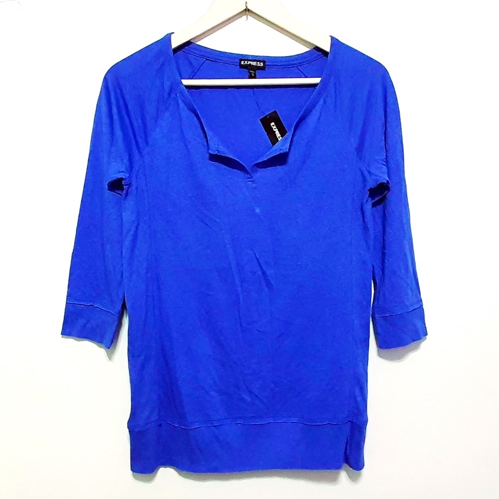 🆕 Express Blue Blouse Cotton-Modal Blend. NWT